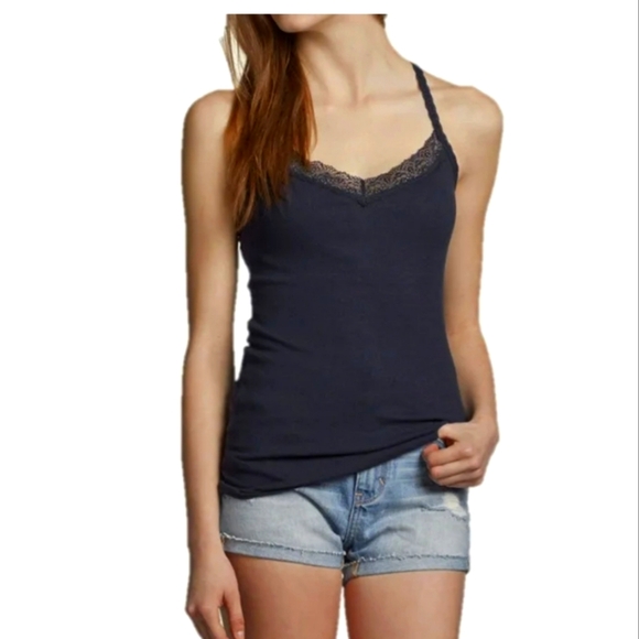 Hollister Tops - 🇺🇦 NEW Y2K Hollister navy blue lace cami